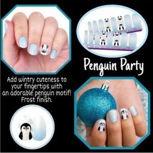🎉3/$25 color street Penguin party RETIRED Rare nail polish strip NWT blue Ombre